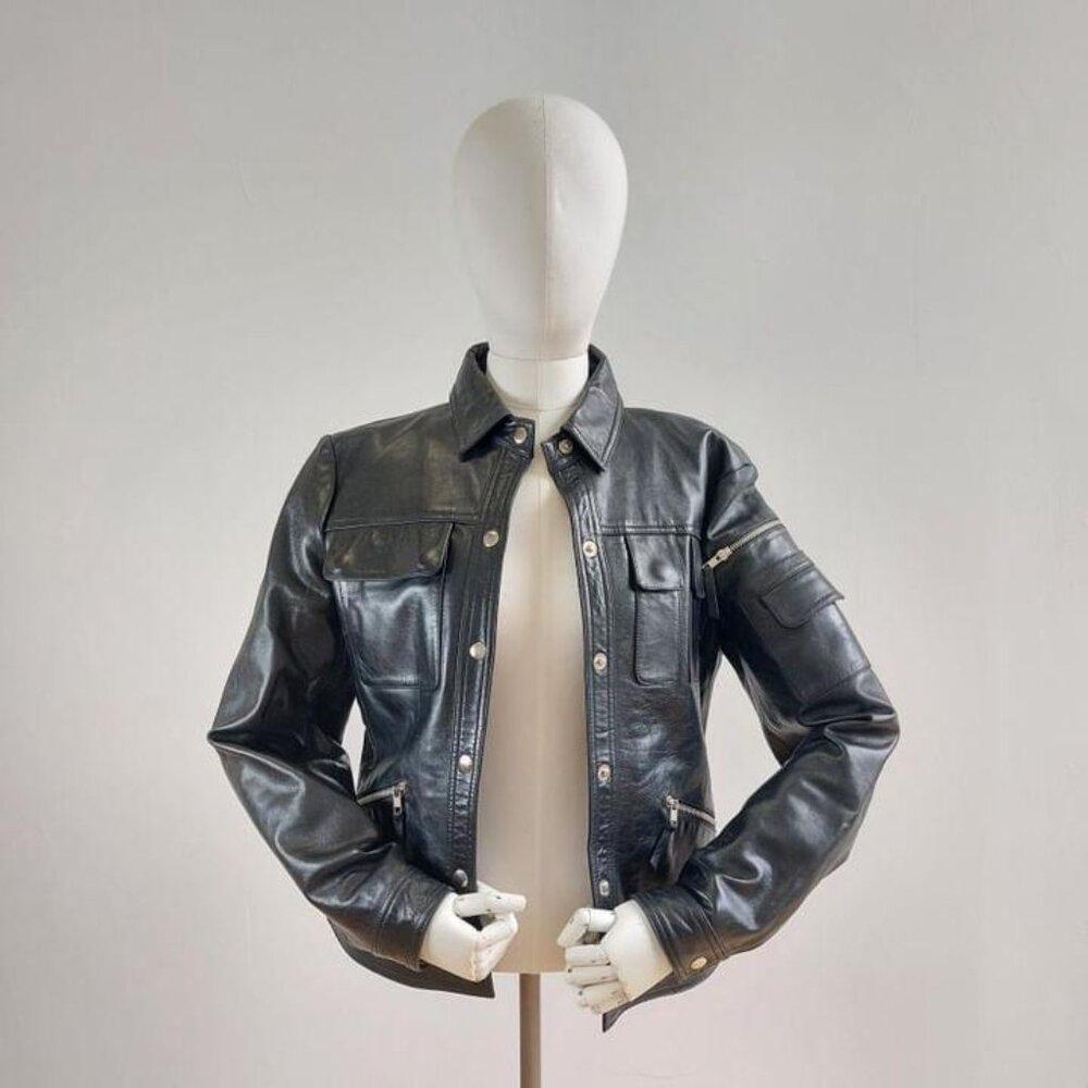 Cuero black motor-style leather jacket